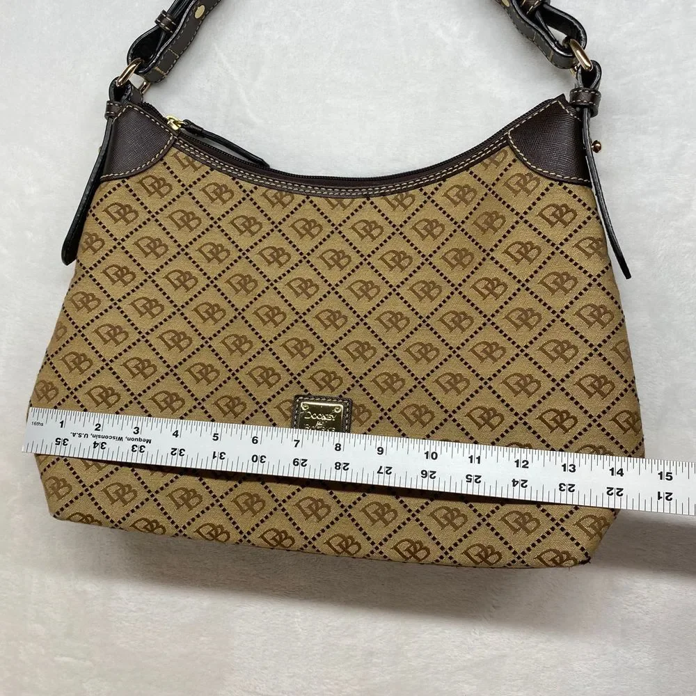 Dooney & Bourke Signature Canvas Hobo Bag Brown‎ Leather Trim Handbag